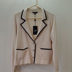 Adrianna Papell Cream Cardigan with Black Accents